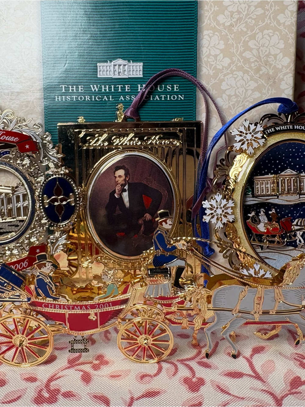 Set of 4 White House Ornaments
